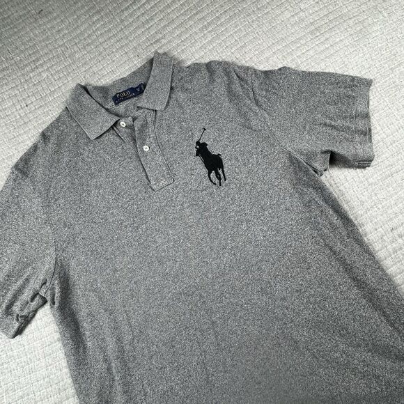 Polo Ralph Lauren Big Pony Polo Men 1XB Gray Patch #3 Short Sleeve Stretch - Picture 1 of 10